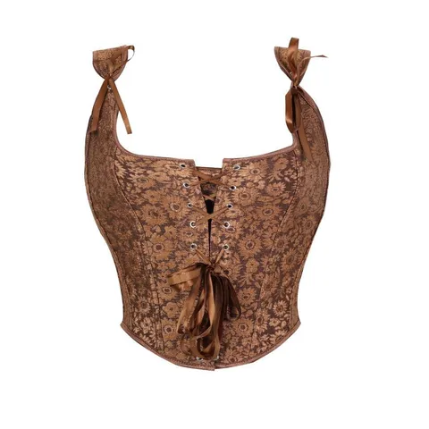 Top Corsetto Vintage con Stampa Girasole da Donna Steccato Senza Spalline Allacciato Bustier Retro Canotta Moda