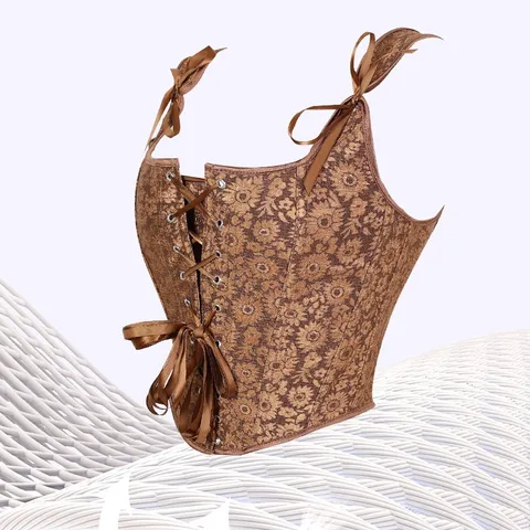 Top Corsetto Vintage con Stampa Girasole da Donna Steccato Senza Spalline Allacciato Bustier Retro Canotta Moda
