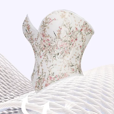 Women Sweetheart Neck Floral Print Corset Top Vintage Bustier Lace Up Bone Supported Crop Top Slim Fit Party Clubwear