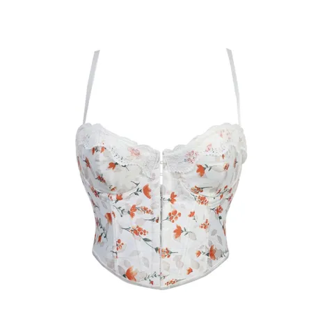 Γυναικείο Sexy Φλοράλ Πολυεστερικό Korset Camisole Push Up Bustier Monopeto Slim Fit Shaping Crop Top