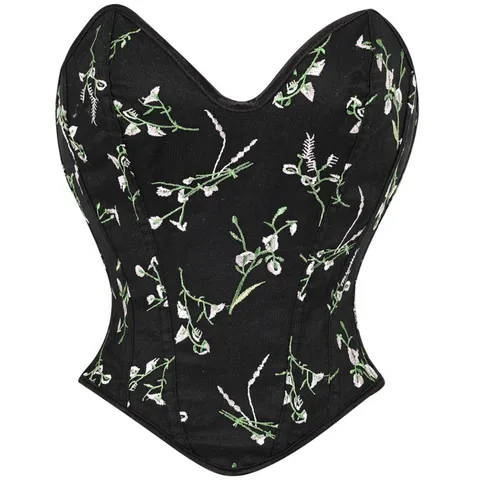 Women's Sexy Corset Top Floral Embroidery Boned Bustier Gothic Vintage Shapewear Pullover Sexy Party Top
