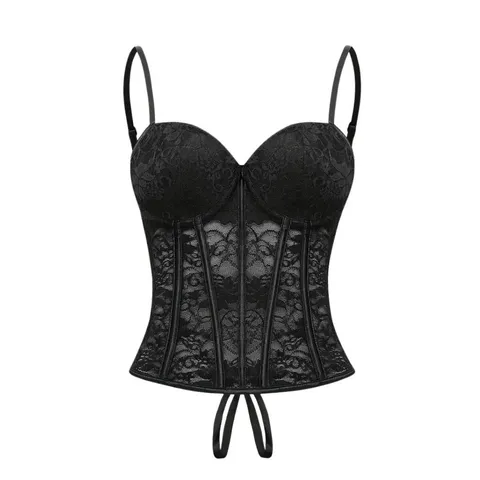 Französischer Stil Durchsichtiges Netz Korsett Top Mit Brustpolster Miederstäbchen Taille Shapewear Für Damen Sexy Lingerie Oberbekleidung