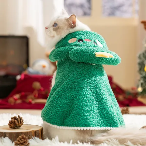 Cape de Noël pour Animal de Compagnie Élan Chaud Polaire Vêtements pour Chien Hiver Chiot Costume À Capuche Avec Anneau De Laisse Pour Petits Moyens Grands Chiens Chats