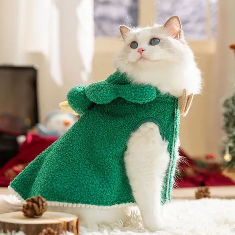 Cape de Noël pour Animal de Compagnie Élan Chaud Polaire Vêtements pour Chien Hiver Chiot Costume À Capuche Avec Anneau De Laisse Pour Petits Moyens Grands Chiens Chats