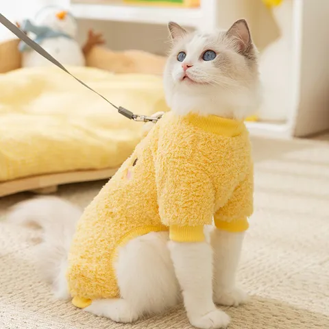 Cute Cartoon Animal Pet Fleece Hoodie Thickened Warm Cat Dog Clothes Winter Soft Apparel For Small Dogs Cats