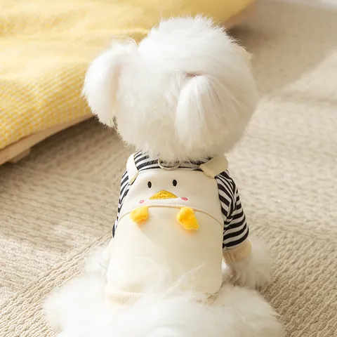 Autumn Winter Cute Penguin Stripe Cartoon Pet Dog Sweatshirt Puppy Cat Thin Fleece Clothes Pet Apparel