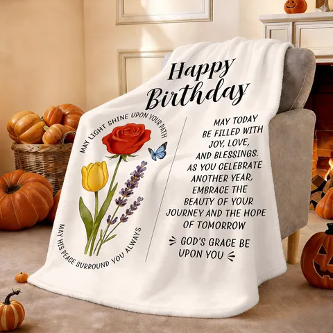 Flannel Throw Blanket Birthday Gift Soft Warm Cozy Fuzzy Blanket Floral Butterfly Design For Women Home Decor