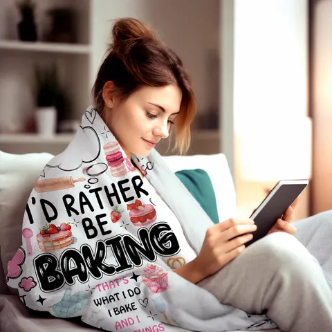 Flannel Throw Blanket Soft Warm Fleece Blanket Baking Coffee Theme Printed For Couch Bed Living Room Home