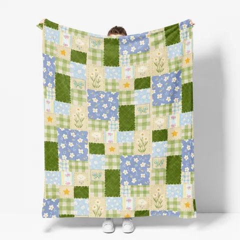 Spring Summer Flannel Blanket Colorful Tulip Butterfly Soft Plush Fleece Throw Blanket For Home Bedroom Bed Sofa