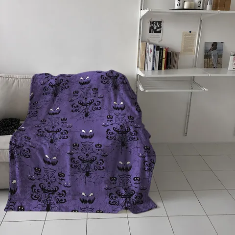 Halloween Ghost Pumpkin Pattern Flannel Blanket Soft Cozy Warm Throw Blanket For Bed Sofa Home Decor Holiday Gift