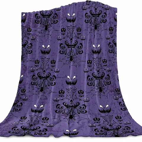 Halloween Ghost Pumpkin Pattern Flannel Blanket Soft Cozy Warm Throw Blanket For Bed Sofa Home Decor Holiday Gift