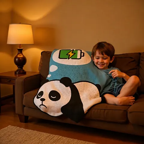Funny Cartoon Panda Fluffy Fleece Throw Blanket Mom Is Charging Soft Warm Cozy Blanket For Couch Sofa Bed Home Decor