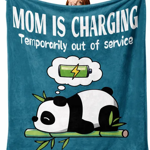 Funny Cartoon Panda Fluffy Fleece Throw Blanket Mom Is Charging Soft Warm Cozy Blanket For Couch Sofa Bed Home Decor