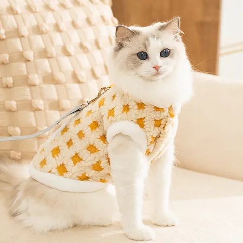 Cute Cartoon Alarm Clock Pet Fleece Clothes Two-Legged Warm Sweater Coat For Cats Small Dogs Autumn Winter Apparel