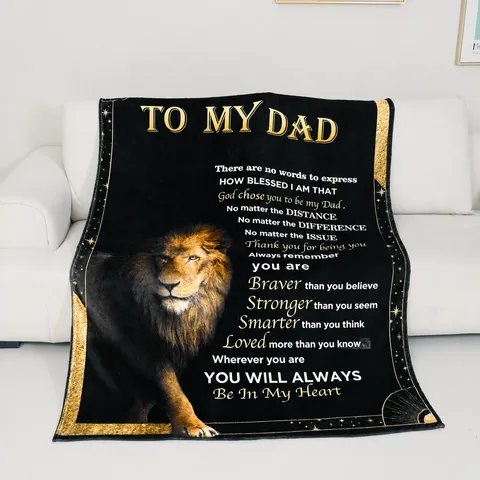Father's Day Gift Flannel Blanket Cozy Message Throw Soft Warm Fleece Blanket For Dad Holiday Home Living Room