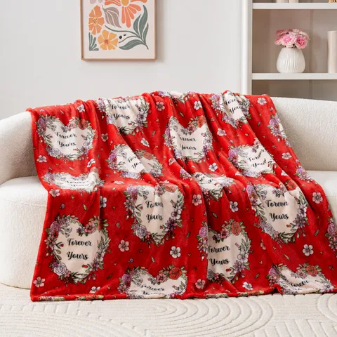 Plush Fleece Blanket Soft Warm Throw Blanket With Cartoon And Floral Print Flannel Blanket For Bed Sofa Living Room