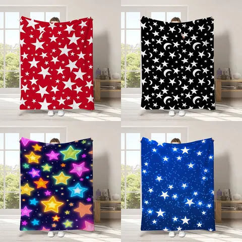 Coperta in Flanella con Stampa Digitale Cielo Stellato Calda Morbida Coperta per Letto Divano Decorazione Casa