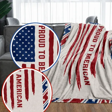 American Flag Fleece Throw Blanket Patriotic Soft Warm Cozy Bed Blanket for Living Room Bedroom Home Decor