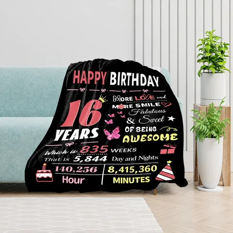 Flannel Throw Blanket Birthday Gift Theme Soft Warm Fleece Blanket For Couch Bed Living Room Home Decor