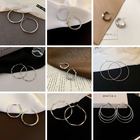 Minimalistisch Metall Creolen Für Damen Mode Geometrisch Verdreht Kette Strass Perle Design Trendiger Schmuck Geschenk