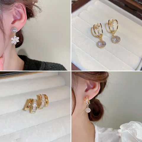 925 Sterling Silber Ohrstecker Stift Zirkonia Geometrische Quaste Ohrhänger Für Damen Elegante Gold Silber Vergoldet Schmuck Geschenk