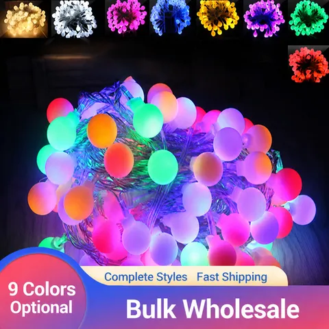 Frosted LED Ball String Lights Colorful Warm White Fairy Lights USB Battery Powered Decorative Lighting For Christmas Party