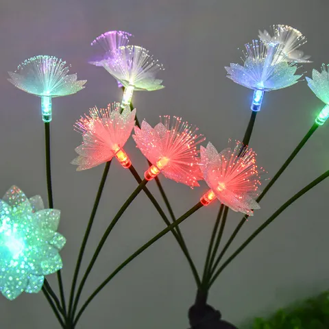 Luce Solare LED Fiore di Ciliegio per Giardino Esterno Impermeabile Lampada Paesaggistica in Fibra Ottica Decorazione per Feste