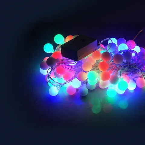 Frosted LED Ball String Lights Colorful Warm White Fairy Lights USB Battery Powered Decorative Lighting For Christmas Party