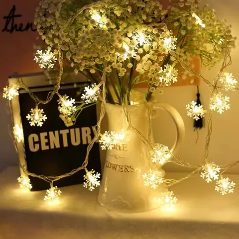 LED Snowflake String Lights Festive Christmas Tree Hanging Decor Warm White Colorful Fairy Lights Party Indoor Outdoor Lighting
