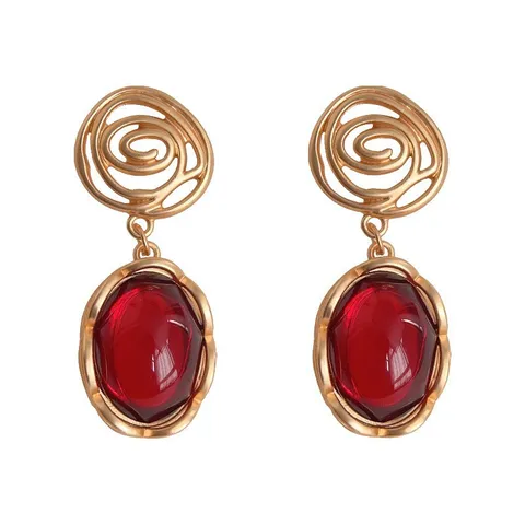 Vintage Kupfer Emaille Ohrclips Für Nicht Durchstochene Ohren Vergoldet Französisch Weinrot Geometrisch Floral Moskito Spulen Ohrringe Damen Schmuck