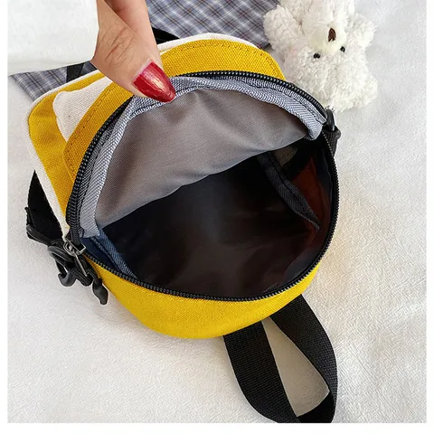 Ins Casual Canvas Small Crossbody Bag For Women Letter Print Fashion Shoulder Bag With Cute Bear Pendant Daily Purse
