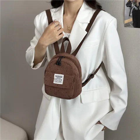 Sac à Dos Décontracté en Velours Côtelé pour Femmes Petit Imprimé Floral Mini Sac de Voyage Mignon Cartable Scolaire Quotidien pour Filles