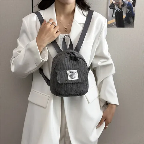 Sac à Dos Décontracté en Velours Côtelé pour Femmes Petit Imprimé Floral Mini Sac de Voyage Mignon Cartable Scolaire Quotidien pour Filles