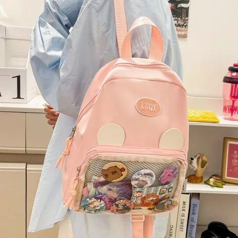Grande Zaino Scolastico In Tela Casual Ita Bag Di Grande Capacità Con Finestra Trasparente Per Studenti Donne