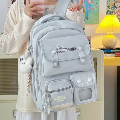 Preppy Style Nylon Backpack Large Capacity Casual School Bookbag Travel Daypack For Teenager Students