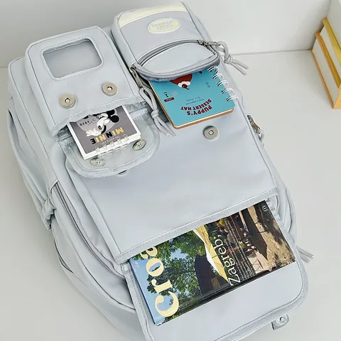 Preppy Style Nylon Backpack Large Capacity Casual School Bookbag Travel Daypack For Teenager Students