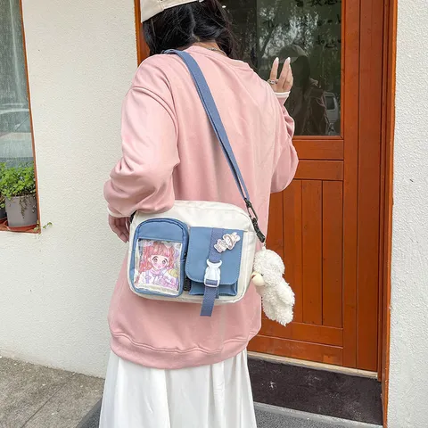 Damen Segeltuch Umhängetasche Lässig Große Kapazität Schultertasche Trendige Schüler Schultasche Mehrfache Tasche