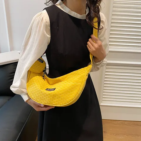 Women Casual Composite Fabric Crossbody Bag Large Capacity Dumpling Shoulder Bag Urban Minimalist Commute Hobo Bag