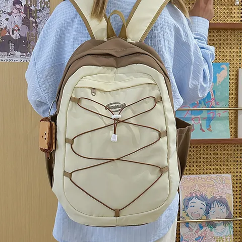 Large Capacity Nylon Backpack Casual Urban Minimalist Travel School Bookbag Colorblock Laptop Backpack For Women