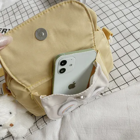 Nylon Cute Bear Ear Crossbody Bag Sweet Style Casual Daily Shoulder Bag For Women
