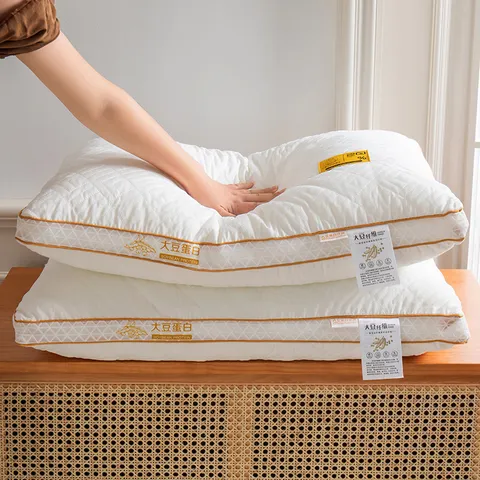 Soybean Protein Fiber Pillow Neck Support Ergonomic Bed Pillow Quilted Soft Breathable Bedding Pillow Core For Adults