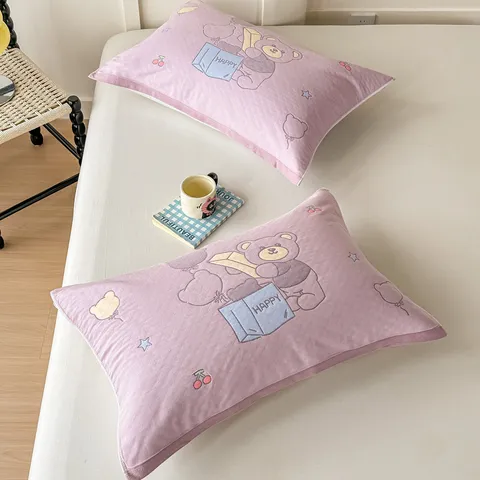 100% Cotton Gauze Pillow Towel Pair Jacquard Double Layer Soft Breathable Bedding Pillow Cover Home Bedroom