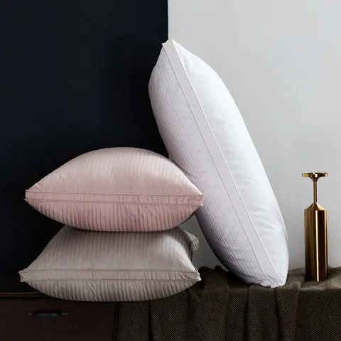 100 Count Cotton Satin 3 Layer Goose Down Pillow Hotel Home Soft Comfortable Breathable Neck Support Bed Pillow