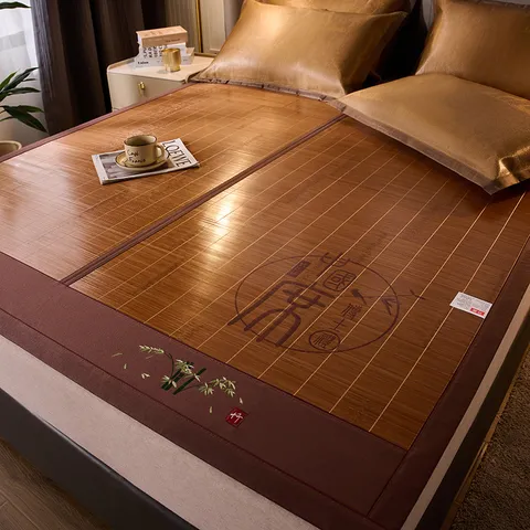 Foldable Natural Bamboo Mat Summer Cooling Bed Mat For Student Dormitory And Home Bedroom