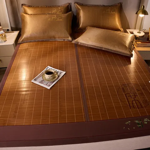 Foldable Natural Bamboo Mat Summer Cooling Bed Mat For Student Dormitory And Home Bedroom