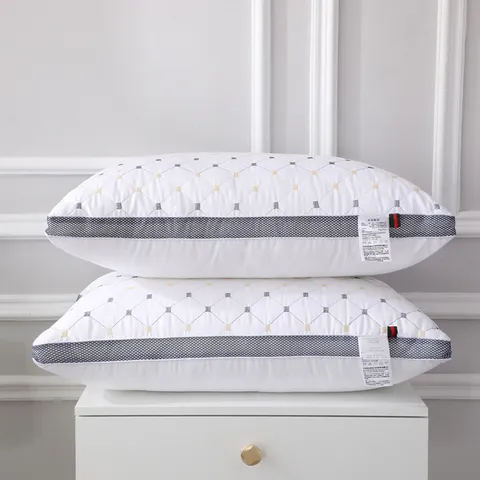 Hotel Luxury Bed Pillow Core White Quilted Neck Support Pillow Breathable Mesh Edge Down Alternative Pillow Insert