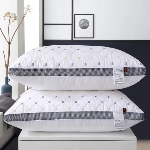 Hotel Luxury Bed Pillow Core White Quilted Neck Support Pillow Breathable Mesh Edge Down Alternative Pillow Insert
