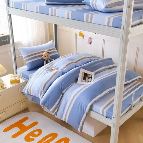 Reine Baumwolle Studentenwohnheim Bettwäsche-Set Bedruckt Bettbezug Bettlaken Dreiteiliges Set Modern Minimalistisch Heimtextil
