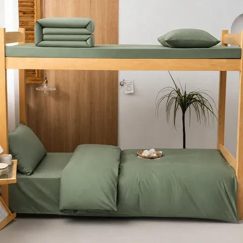 Solid Cotton Student Three Piece Bedding Set Dormitory Bunk Bed Sheet Duvet Cover Pillowcase Comfortable Modern Bed Linen