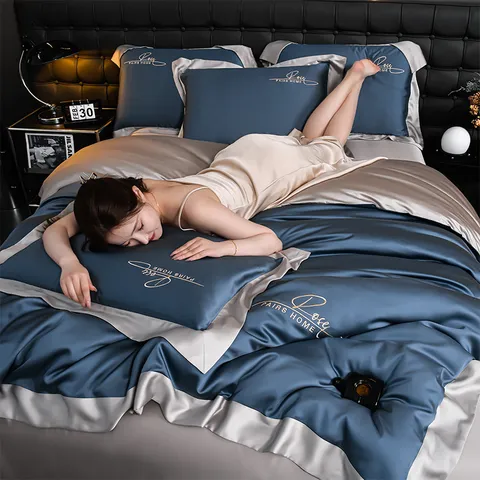 Set Κλινοσκεπασμάτων Lyocell Tencel Πολυτελές Μεταξένιο Μονόχρωμο Μαλακό Αναπνεύσιμο Παπλωματοθήκη και Σεντόνι Για Υπνοδωμάτιο